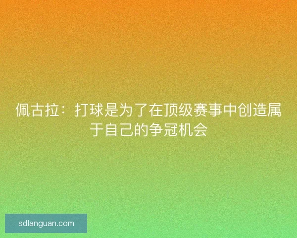 佩古拉：打球是为了在顶级赛事中创造属于自己的争冠机会