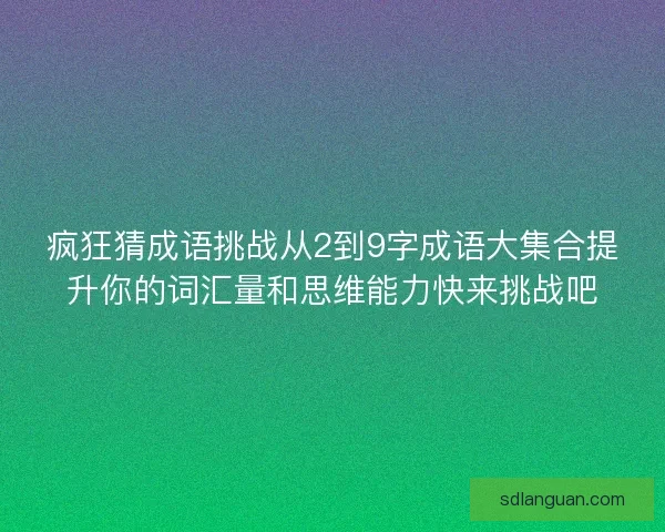 疯狂猜成语挑战从2到9字成语大集合提升你的词汇量和思维能力快来挑战吧