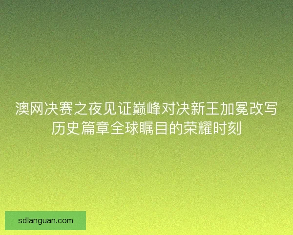 澳网决赛之夜见证巅峰对决新王加冕改写历史篇章全球瞩目的荣耀时刻 澳网决赛之夜见证巅峰对决新王加冕改写历史篇章全球瞩目的荣耀时刻
